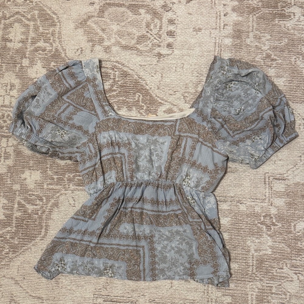 Paisley Print Peplum Top